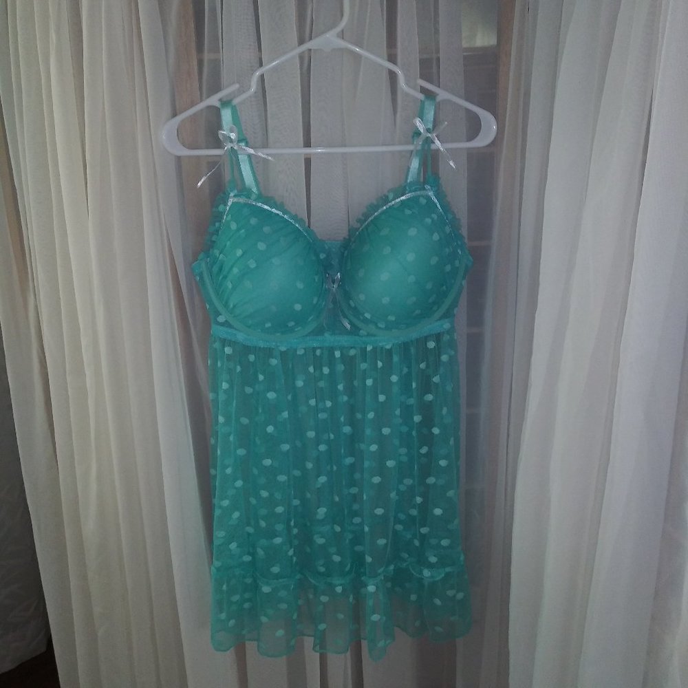International Intimates Aqua Net W/Dots Nighty